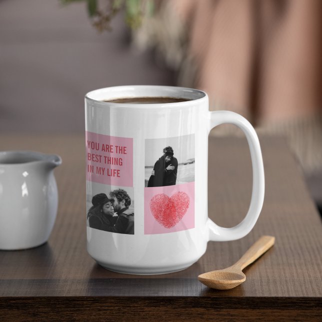 Samla upp par foto | Valentines Rosa och rödhjärta Kaffemugg (Skapare uppladdad)