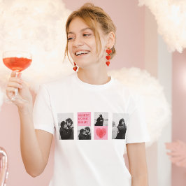 Samla upp par foto | Valentines Rosa och rödhjärta T Shirt