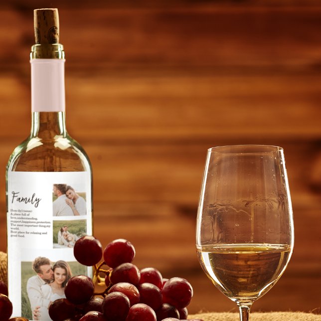 Samla upp par med fotoutskrift och romsk familjefl vinflaska etikett (Skapare uppladdad)