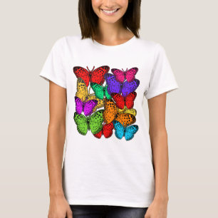 Samlas av briljanten färgade fjärilar t-shirt