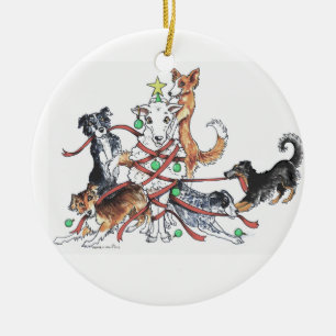 Samlas hundjulprydnaden julgransprydnad keramik