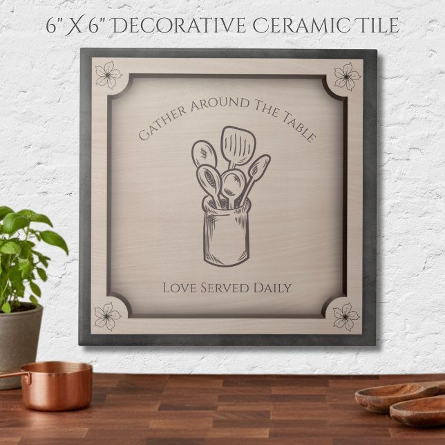 Samlas runt bordet Rustik köksaccentplatta Kakelplatta (Celebrate the heart of your home with a warm and inviting accent tile.)