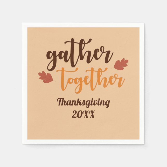 Samlas Tillsammans Thanksgiving Höstfärger  Pappersservett (Framsidan)