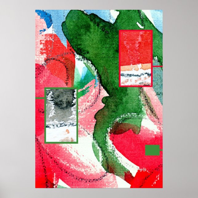 Samling av abstrakt, blandat media och vattenfärg  poster (Framsidan)