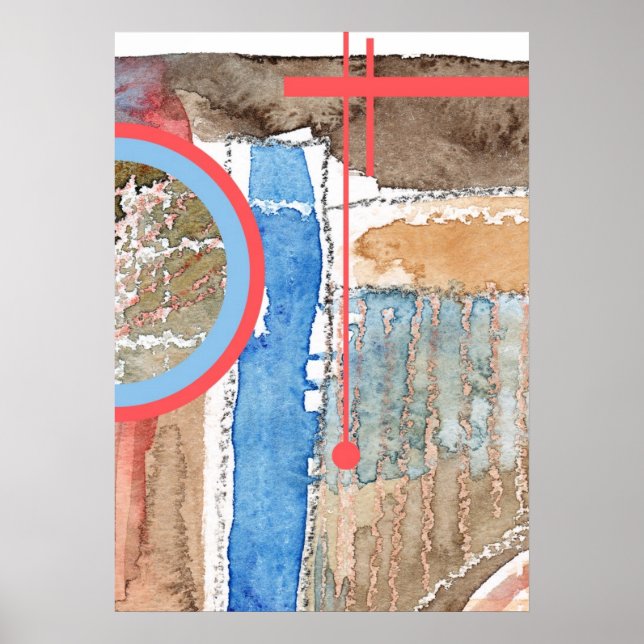 Samling av abstrakt, blandat media och vattenfärg  poster (Framsidan)