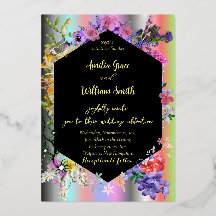 Samling av blommor med färgstark bakgrund