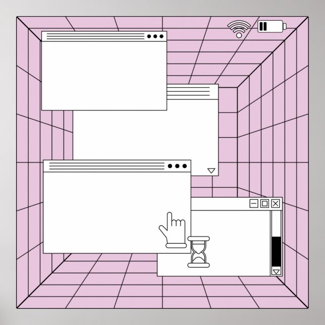 Samling av inslag i användargränssnittet. Cyberpun Poster (Framsidan)