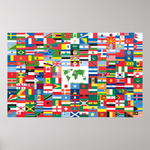 Samling av Land Flaggor från hela världen Poster