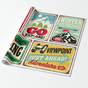 Samling av ljudsignaler och campingsignaler. Utomh Presentpapper