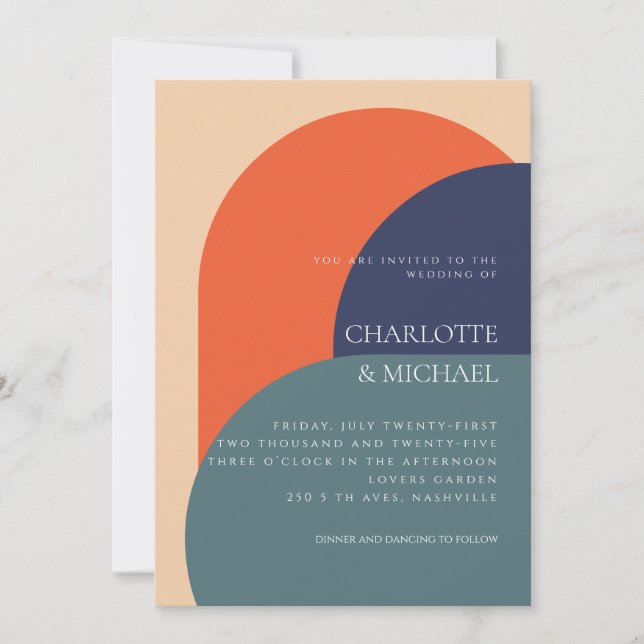 SAMLING AV MODERN RETRO WEDDING-INVITATION INBJUDNINGAR (Framsida)