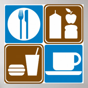 Samling av snabbvägstecken för Food Services Poster