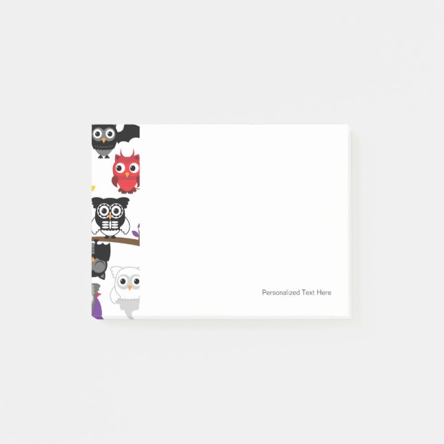 Samling av Spooky Halloween Uggla Post-it Block (Framsida)