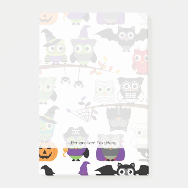 Samling av Spooky Halloween Uggla Post-it Block (Framsida)
