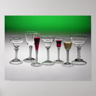 Samling av vinexponeringsglas med vridningstems poster