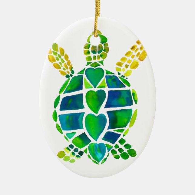 Samling för havssköldpaddakärlek julgransprydnad keramik (Framsidan)