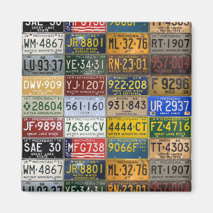 Samling för Michigan vintageregistreringsskyltar Magnet