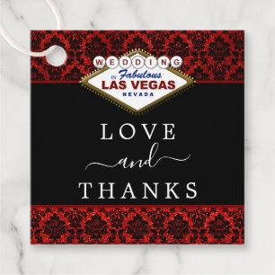 Samlingen i Glitter Damask Las Vegas Bröllop Gåvor Etiketter