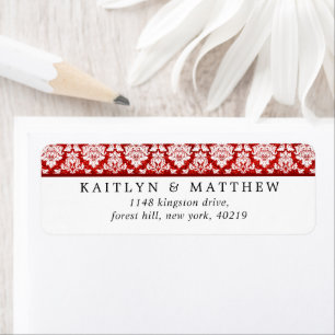 Samlingen i Glitter Damask Las Vegas Bröllop Returadress Etikett