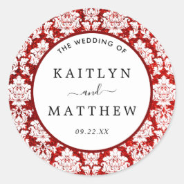 Samlingen i Glitter Damask Las Vegas Bröllop Runt Klistermärke