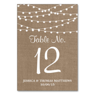 Samlingen Rustic Burlap String Ljus Bröllop Bordsnummer