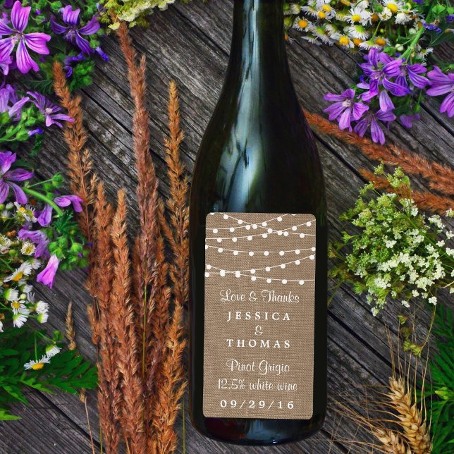 Samlingen Rustic Burlap String Ljus Bröllop Fraktsedel (Skapare uppladdad)