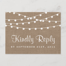 Samlingen Rustic Burlap String Ljus Bröllop Inbjudan Vykort