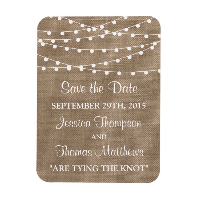 Samlingen Rustic Burlap String Ljus Bröllop Magnet (Vertikal)
