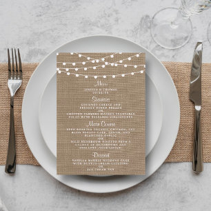 Samlingen Rustic Burlap String Ljus Bröllop Meny