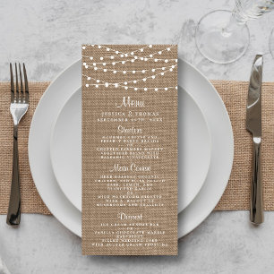 Samlingen Rustic Burlap String Ljus Bröllop Meny