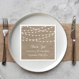 Samlingen Rustic Burlap String Ljus Bröllop Pappersservett