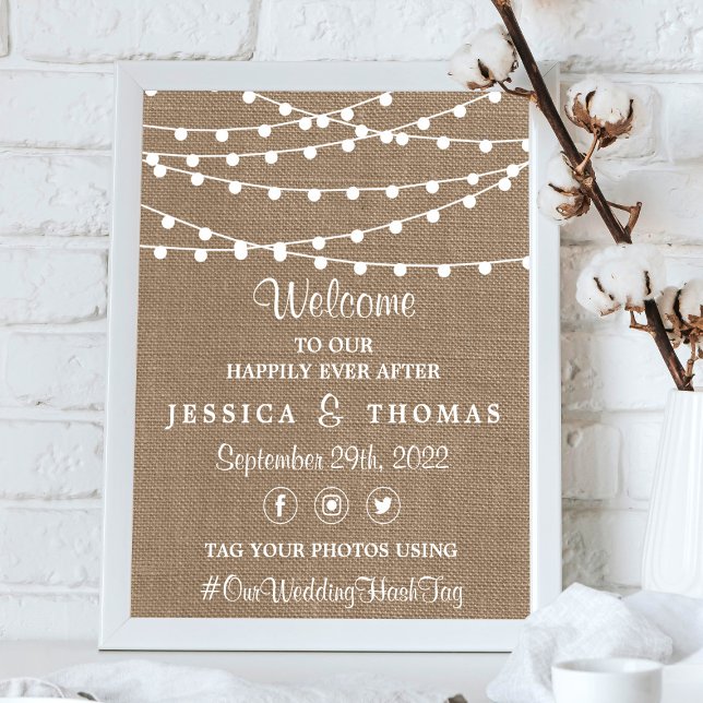 Samlingen Rustic Burlap String Ljus Bröllop Poster (Skapare uppladdad)