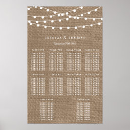 Samlingen Rustic Burlap String Ljus Bröllop Poster