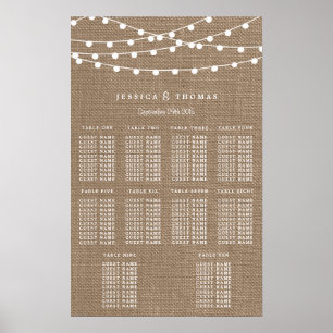Samlingen Rustic Burlap String Ljus Bröllop Poster