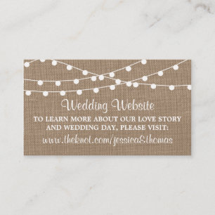 Samlingen Rustic Burlap String Ljus Bröllop Tilläggskort