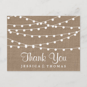 Samlingen Rustic Burlap String Ljus Bröllop Vykort