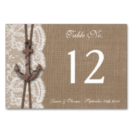 Samlingen Rustic Nautical Anchor Bröllop Bordsnummer