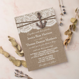 Samlingen Rustic Nautical Anchor Bröllop Inbjudningar