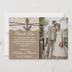 Samlingen Rustic Nautical Anchor Bröllop Tack Kort