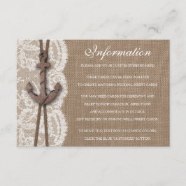 Samlingen Rustic Nautical Anchor Bröllop Tilläggskort