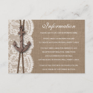Samlingen Rustic Nautical Anchor Bröllop Tilläggskort