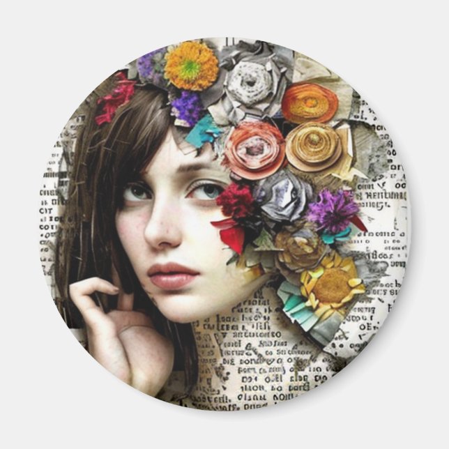 Samlingsbild | Söt Girl Girl with Flowers in her H Magnet (Framsidan)
