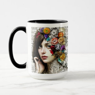 Samlingsbild   Söt Girl Girl with Flowers in her H Mugg