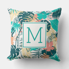 Samlingsmonogram för färgbildande tropiska löv kudde