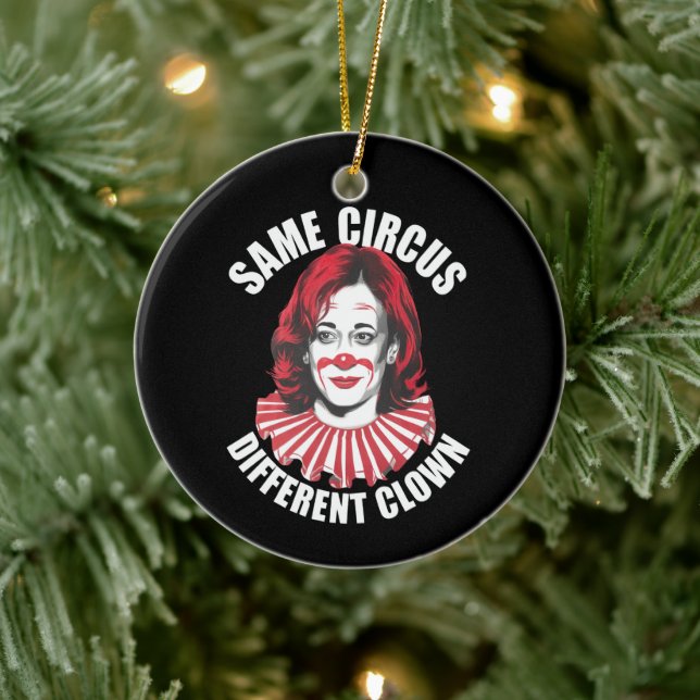Samma Circus Olika Clown Anti Kamala 2024 Julgransprydnad Keramik (Träd)