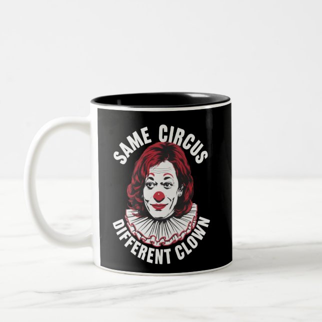 Samma cirkus annan clown Anti Kamala 2024 Två-Tonad Mugg (Vänster)