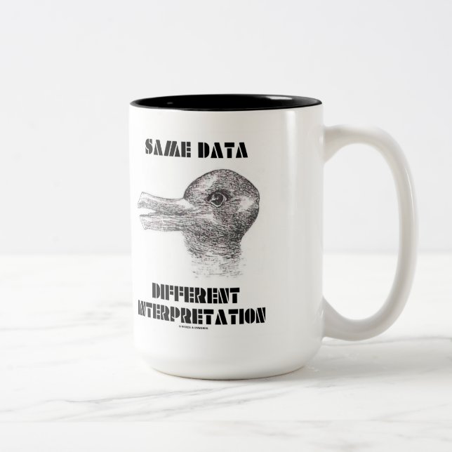 Samma data, olika tolkning (Anka Kanin) Två-Tonad Mugg (Höger)