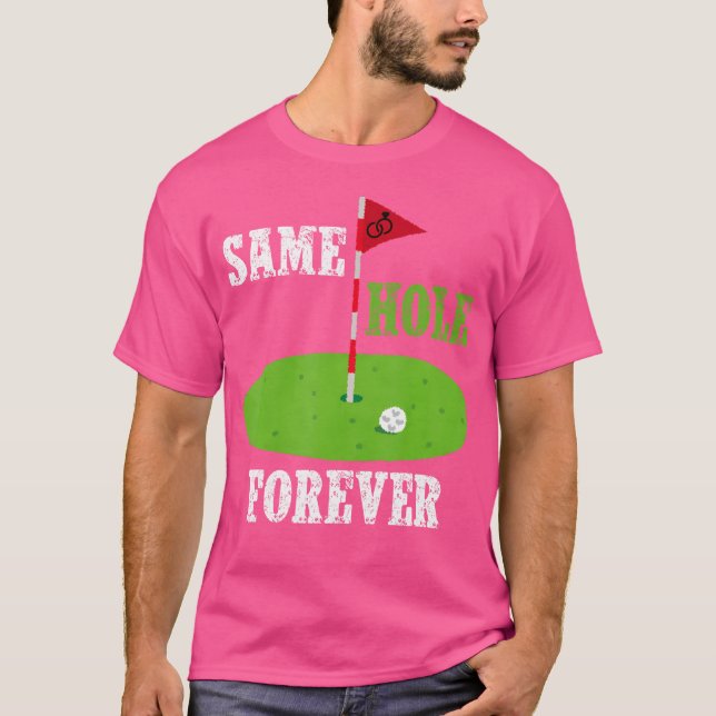 Samma Hål Forever Groom Bachelor Party Funny Golf T Shirt (Framsida)