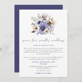 Samma kärlek mindre bröllop nedskalade lila blommo meddelande