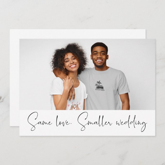 Samma kärlek Mindre bröllop Nedskalning Foto manus Meddelande (Fram/baksida)