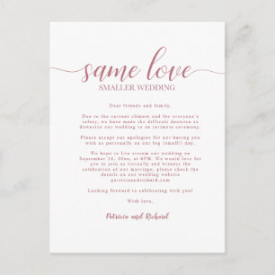 Samma kärlek mindre bröllop Rose Gold Vykort